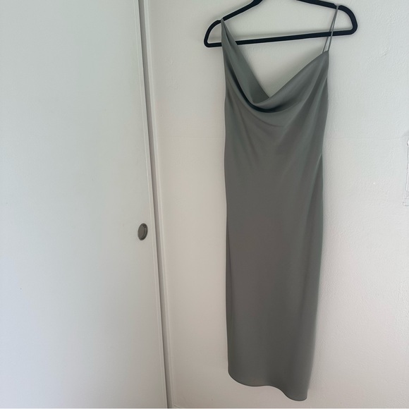 NWT BHLDN August Satin Charmeuse Midi Dress in Moss - Picture 5 of 11